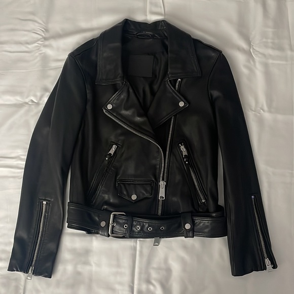 All Saints Luna leather biker jacket extra small - Picture 7 of 14